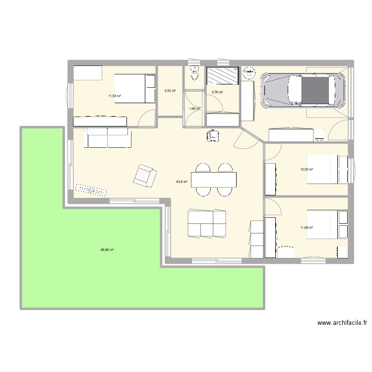 maison 100m² nouvelle cuisine . Plan de 9 pièces et 154 m2