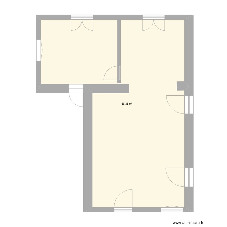 Dremil. Plan de 1 pièce et 68 m2