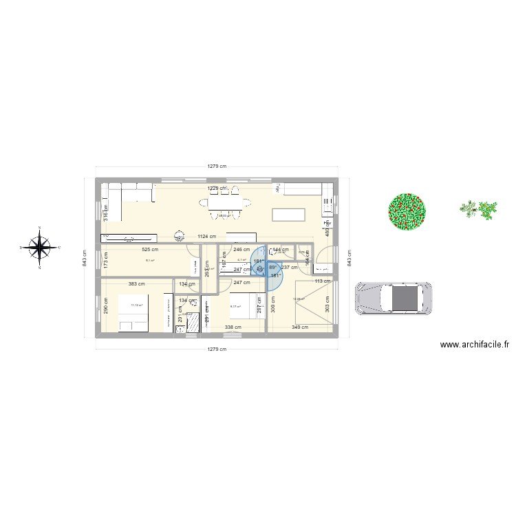 PROJET3. Plan de 11 pièces et 94 m2