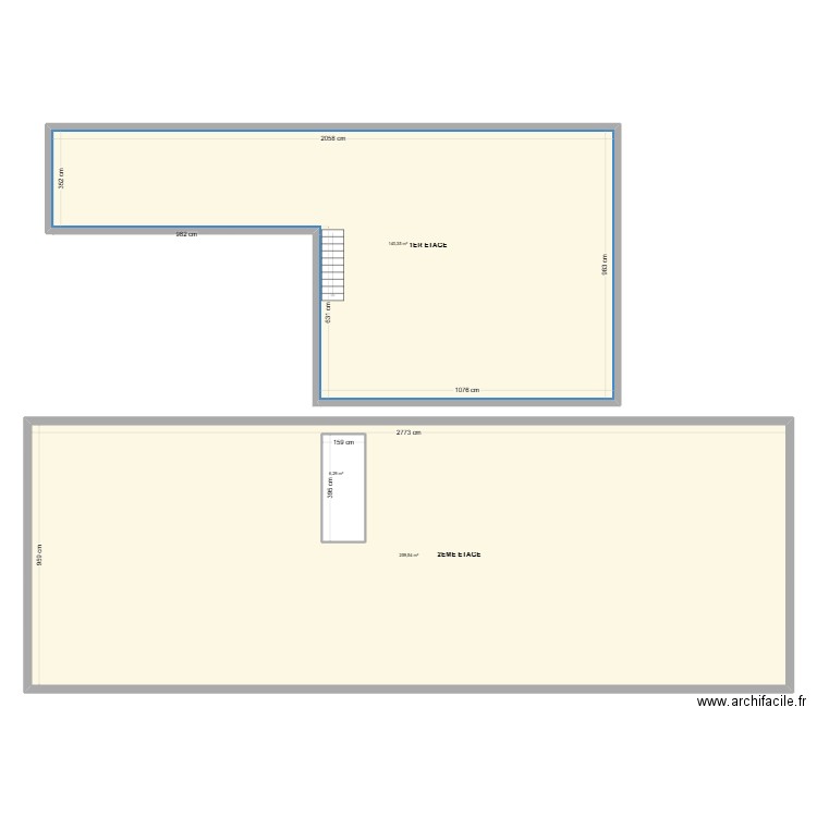 ETAGE. Plan de 3 pièces et 406 m2