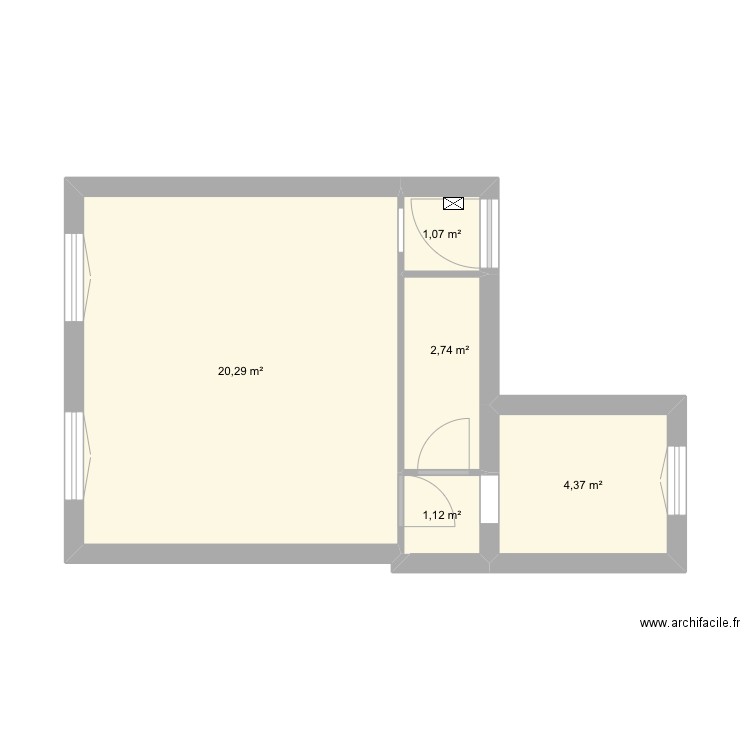 Abbé greg vide. Plan de 5 pièces et 30 m2