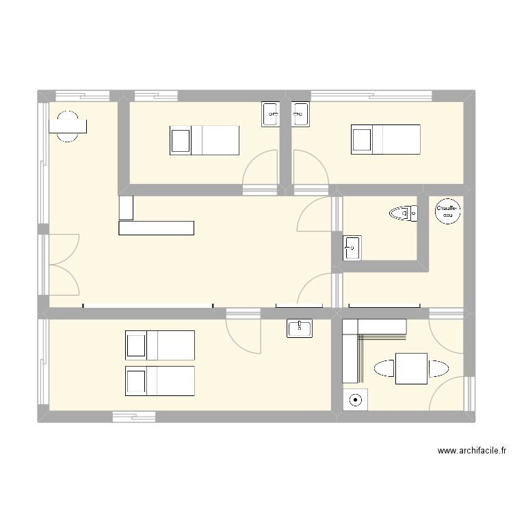 oce. Plan de 7 pièces et 61 m2