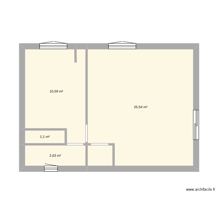 plan vierge. Plan de 4 pièces et 40 m2