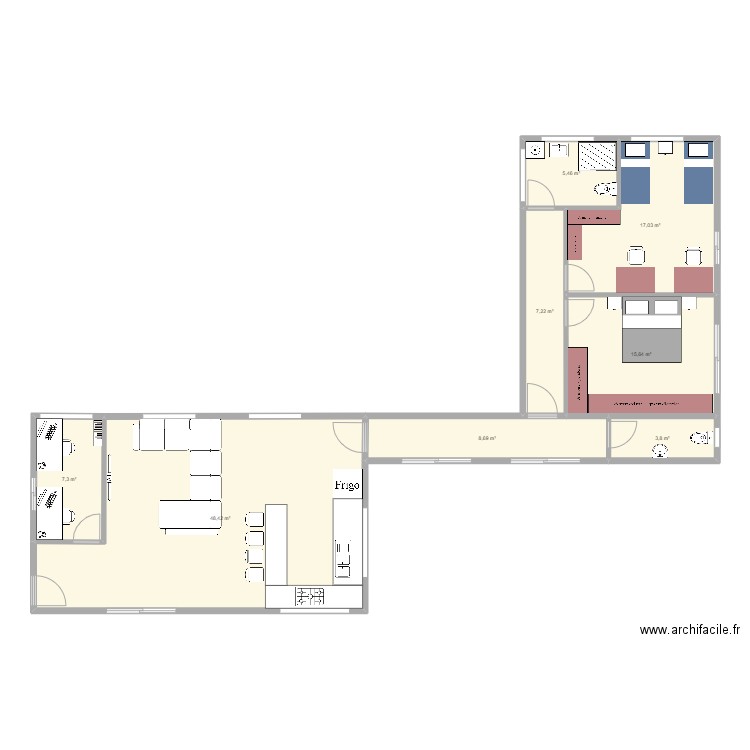 maison secondaire. Plan de 8 pièces et 114 m2