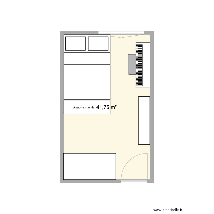 Chambre Pierre. Plan de 1 pièce et 12 m2