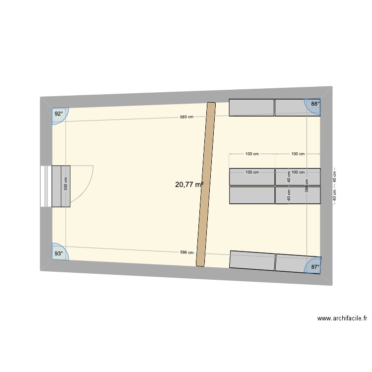 Cave. Plan de 1 pièce et 21 m2