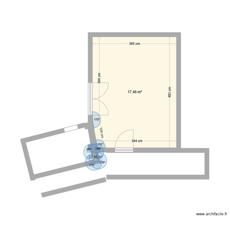 LB51000. Plan de 2 pièces et 18 m2