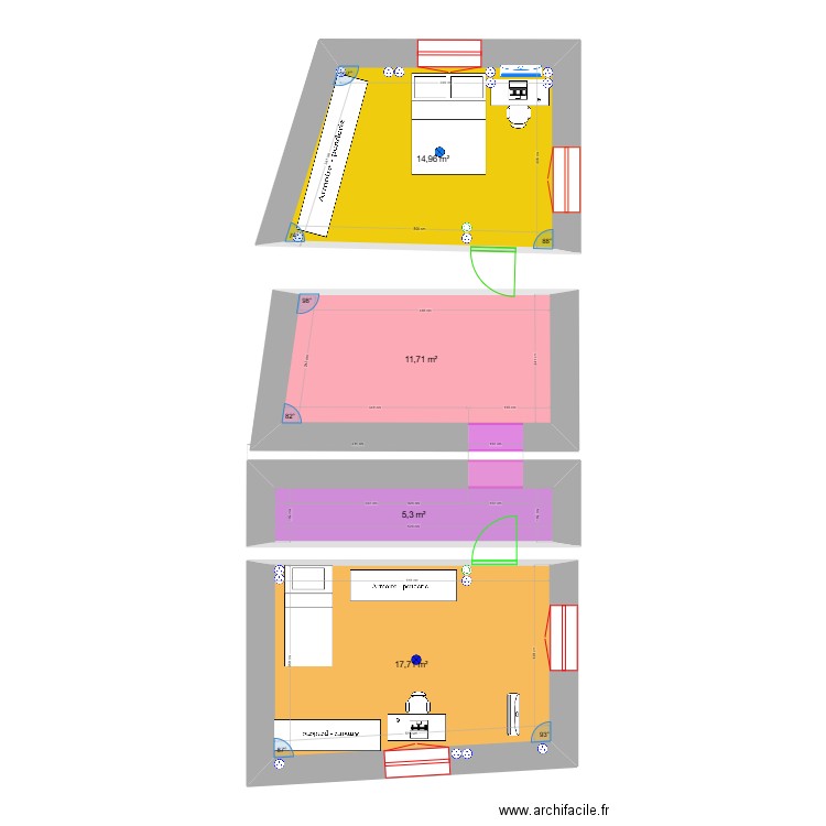 1er crozes final. Plan de 4 pièces et 50 m2