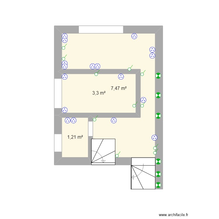 1ER. Plan de 3 pièces et 12 m2