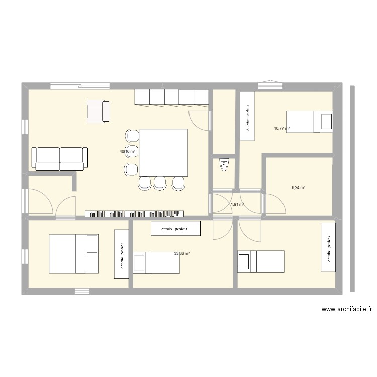 PLAN2. Plan de 5 pièces et 92 m2