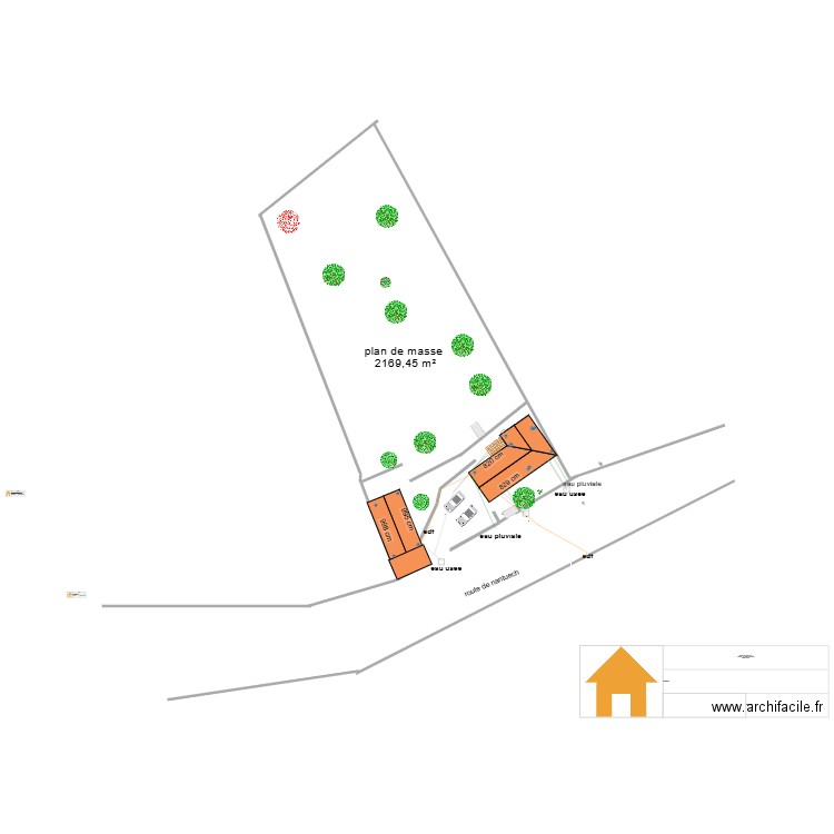 grange decazeville 86. Plan de 2 pièces et 128 m2