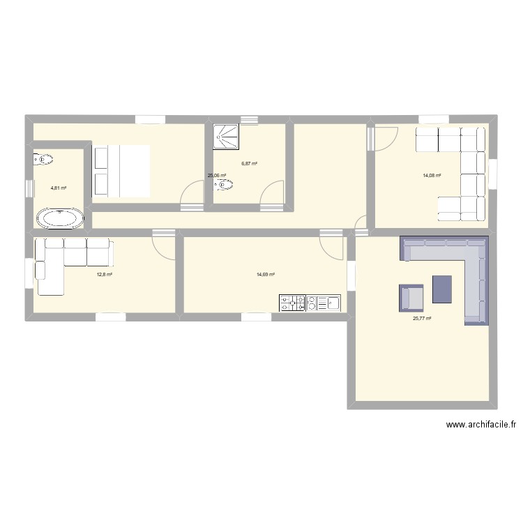 1ER ETAGE. Plan de 7 pièces et 104 m2