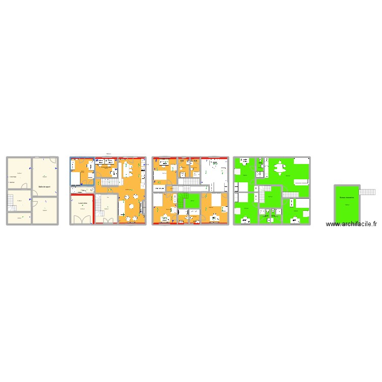 Hambursin 22 techniques. Plan de 29 pièces et 369 m2