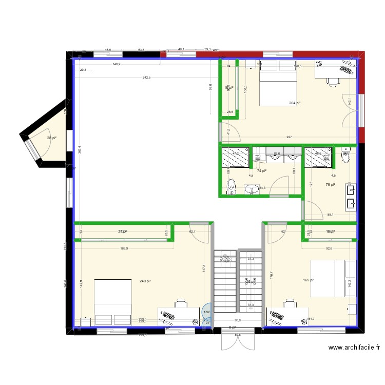 90 ROCHELOIS RECONSTRUCTION . Plan de 16 pièces et 128 m2