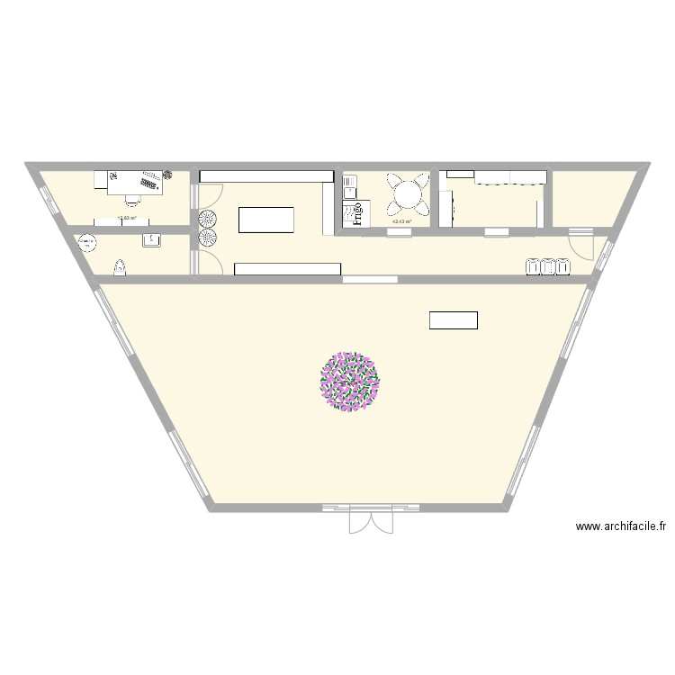 la fée aux fleurs. Plan de 3 pièces et 146 m2