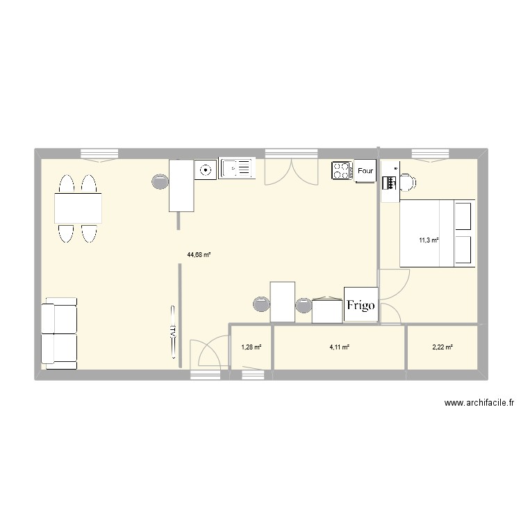 2tne2. Plan de 5 pièces et 64 m2