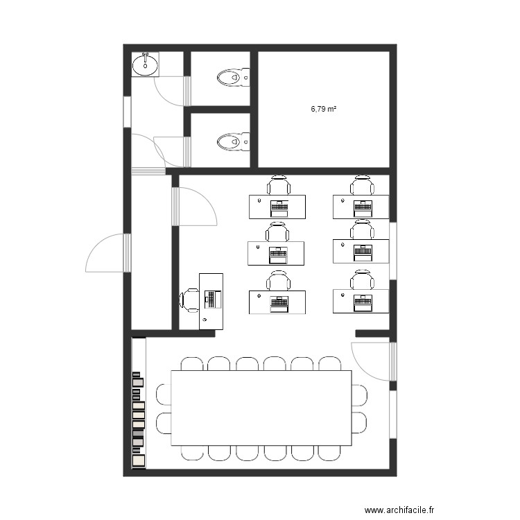 FAE 2. Plan de 6 pièces et 45 m2