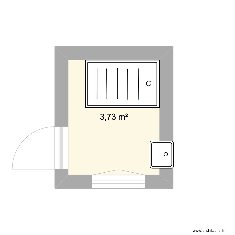 Salle d'eau étage. Plan de 1 pièce et 4 m2