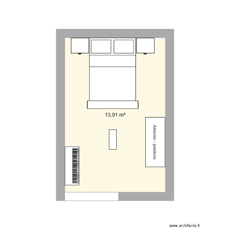 CHAMBRE LOUISE. Plan de 1 pièce et 14 m2