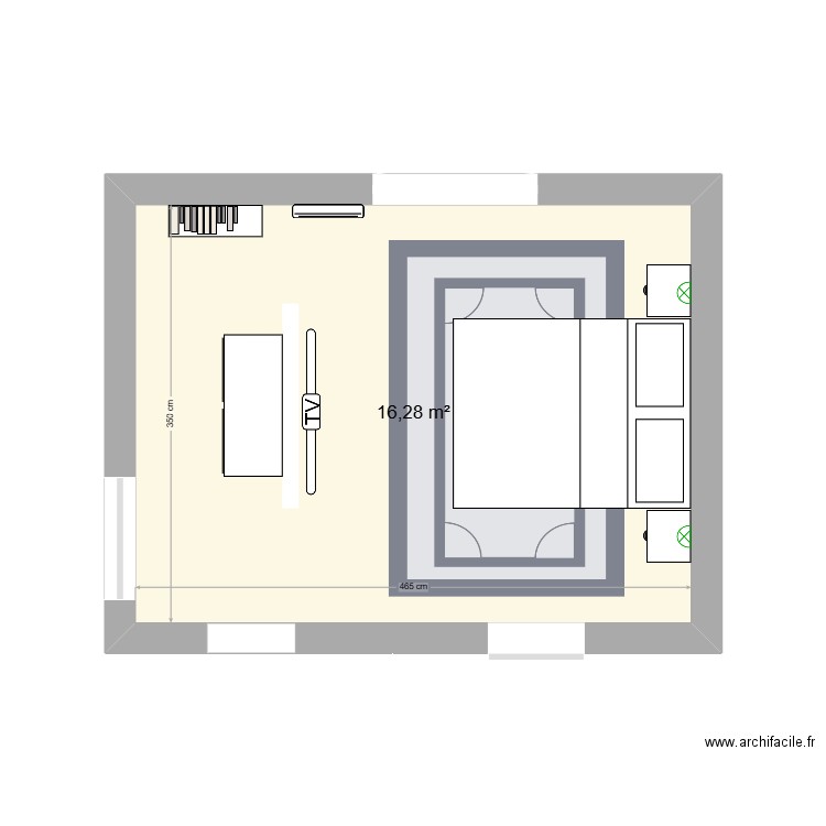 Idée chambre. Plan de 1 pièce et 16 m2