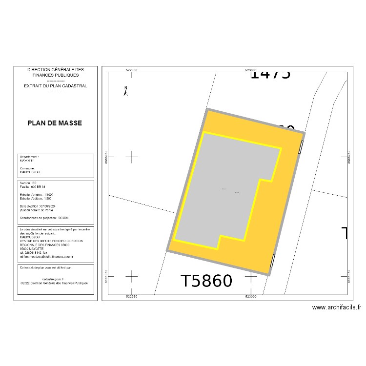 HADADI MASSE. Plan de 2 pièces et 624 m2