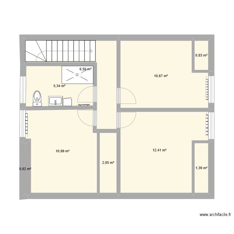 Plan etage. Plan de 9 pièces et 50 m2