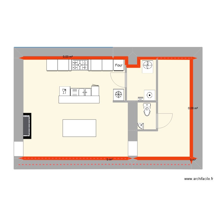 sejour. Plan de 8 pièces et 45 m2