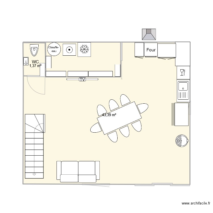 29-01-2025. Plan de 2 pièces et 45 m2