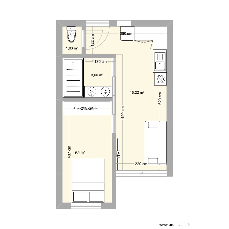 RP LACANAU. Plan de 4 pièces et 29 m2