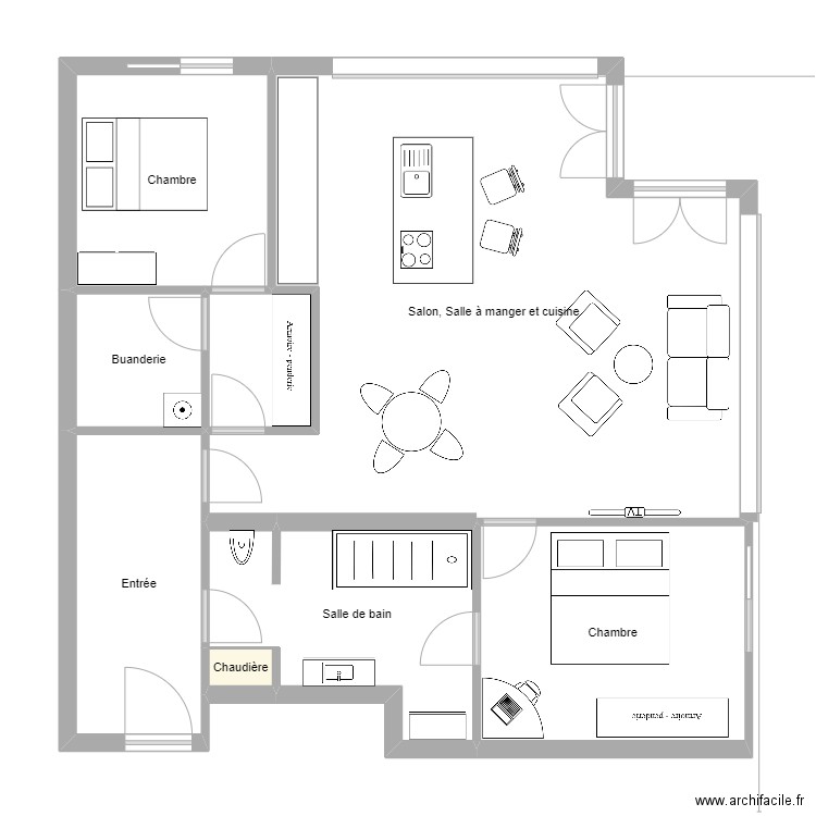 Plan Waterloo. Plan de 8 pièces et 91 m2