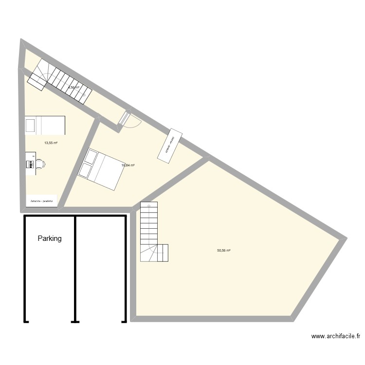 Planétage. Plan de 4 pièces et 86 m2