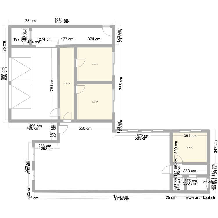 BASE1. Plan de 4 pièces et 48 m2