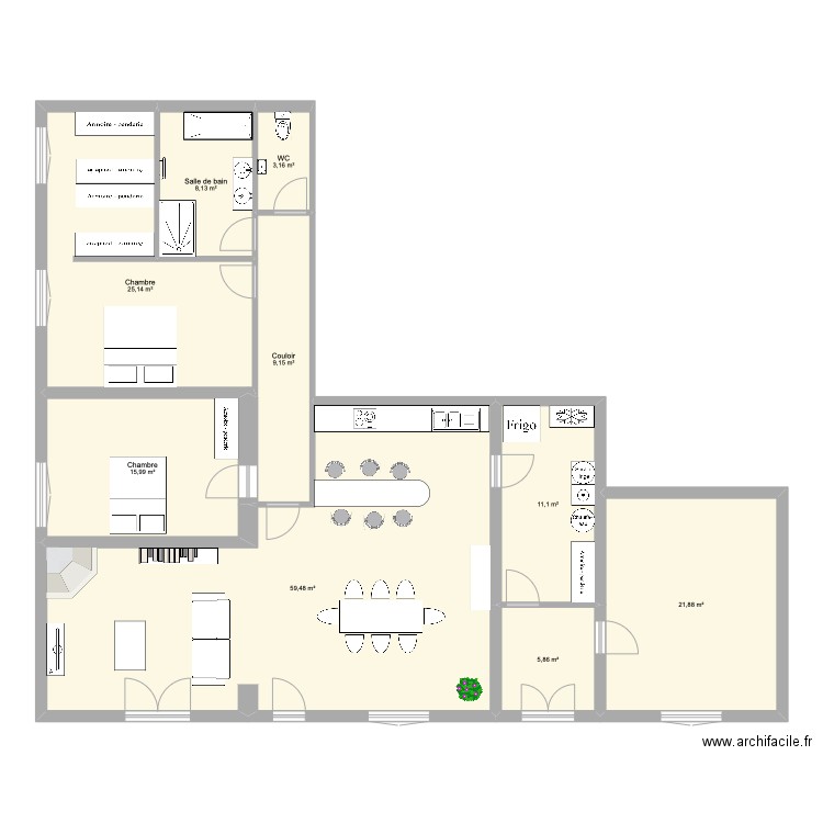 audrey-adrien projet . Plan de 9 pièces et 160 m2