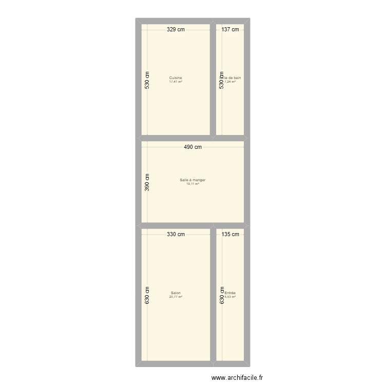 Maison Mouscron. Plan de 5 pièces et 73 m2