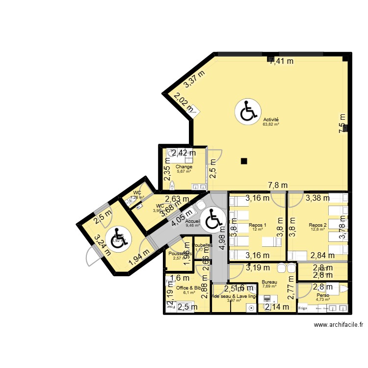 BAGNEUX3 rectif cotes_BJ. Plan de 15 pièces et 147 m2