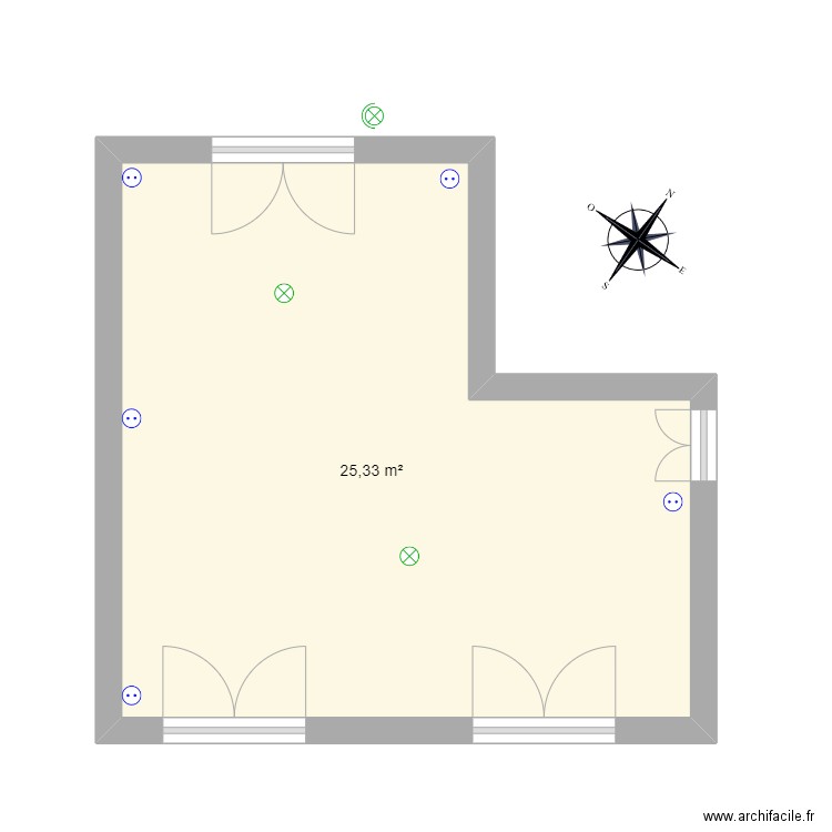 salle manger. Plan de 1 pièce et 25 m2