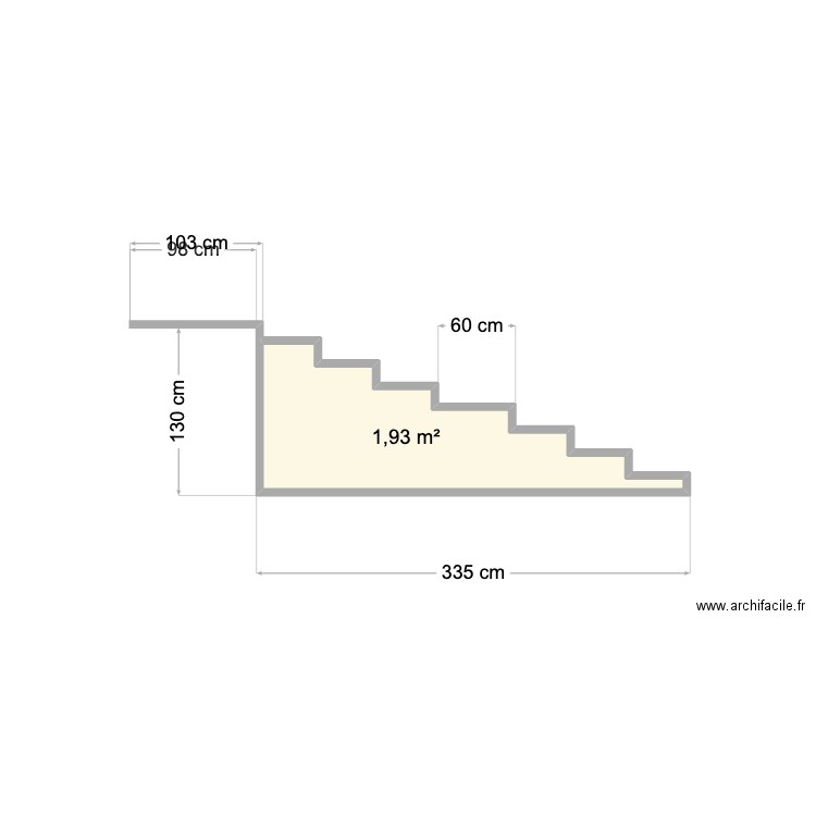 Escalier Hippocampes. Plan de 1 pièce et 2 m2