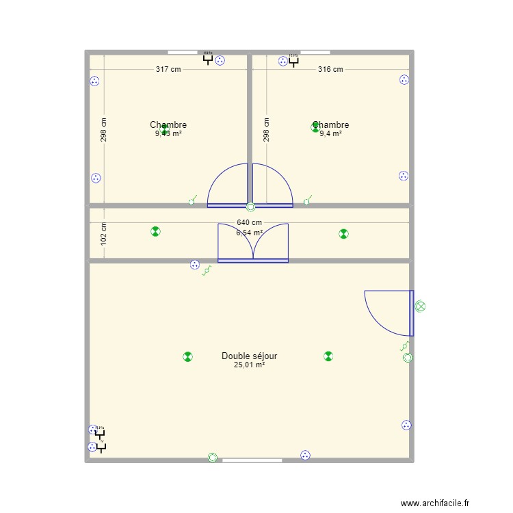 villa 3. Plan de 4 pièces et 50 m2