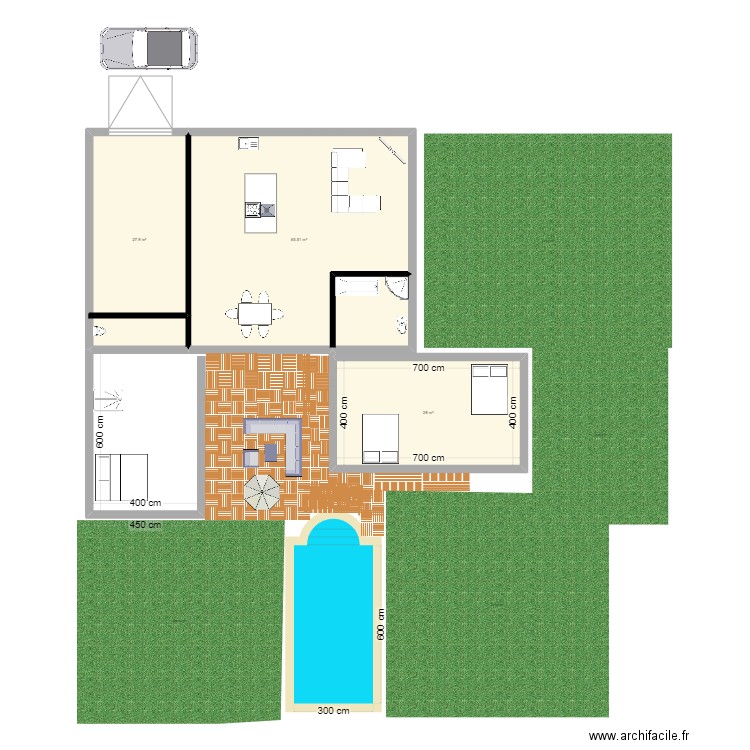 flo champ 1. Plan de 3 pièces et 121 m2