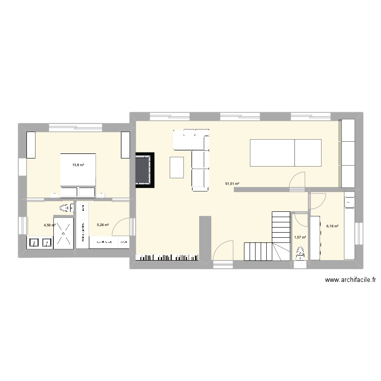 Maison delattre RDC v1 . Plan de 6 pièces et 83 m2