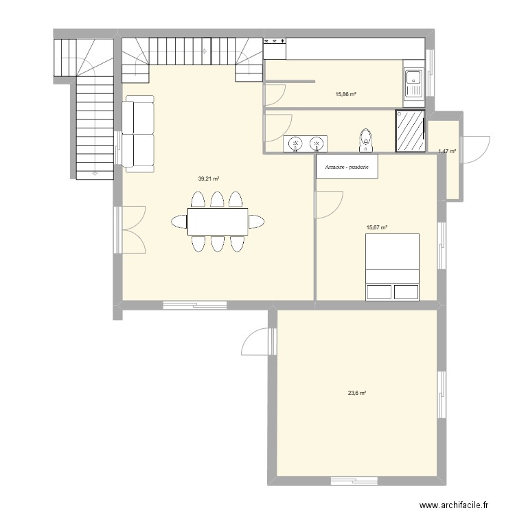 Marenis RDC. Plan de 5 pièces et 96 m2