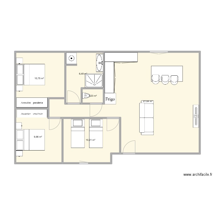 mimosa2. Plan de 6 pièces et 80 m2