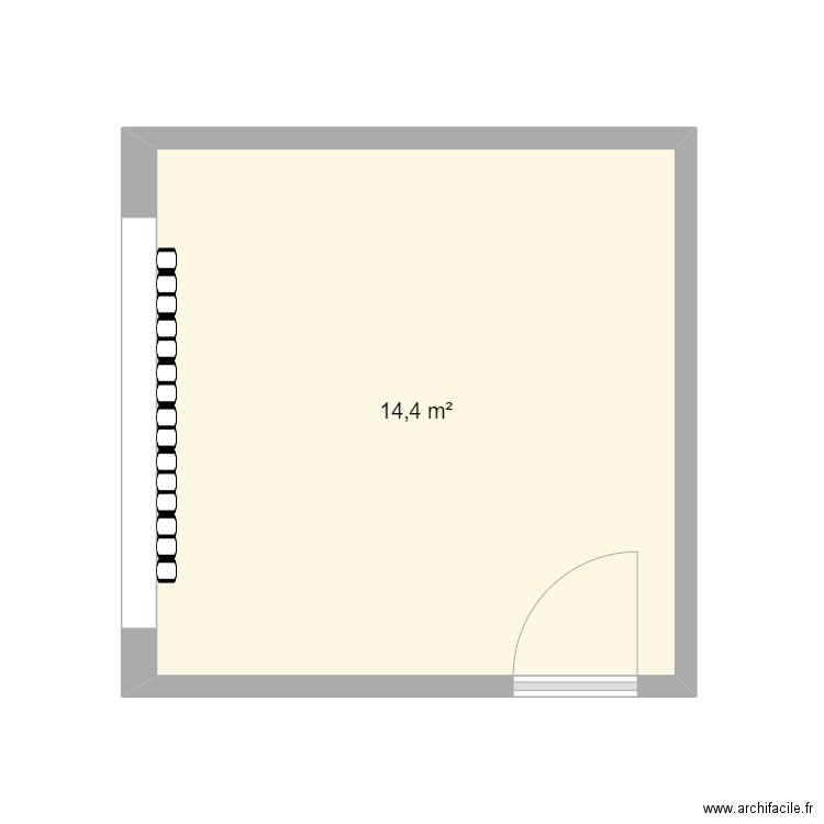 Chambre - V0. Plan de 1 pièce et 14 m2