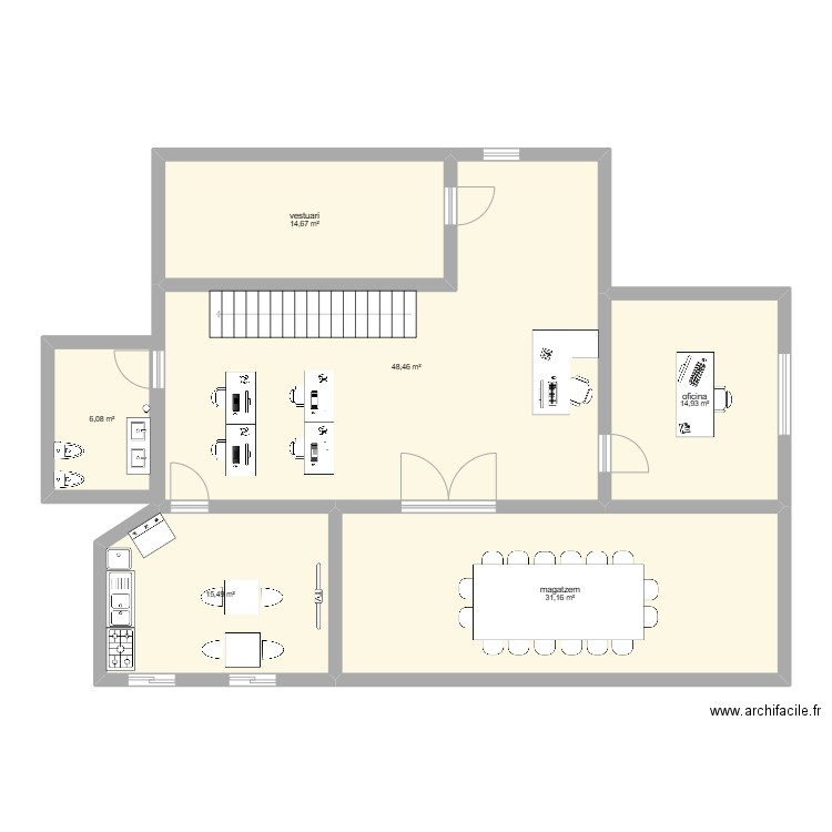 Cisco p1. Plan de 6 pièces et 131 m2