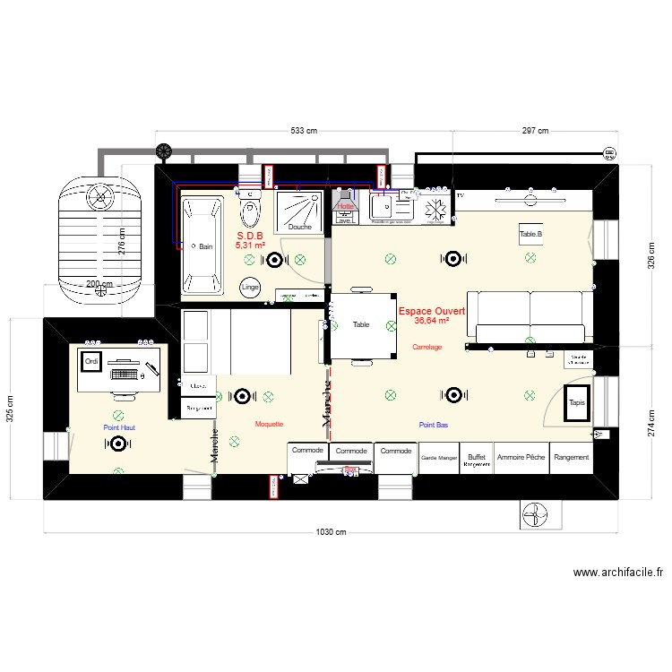 Maison Améliorer Copie 3.1 version 5.1. Plan de 2 pièces et 42 m2