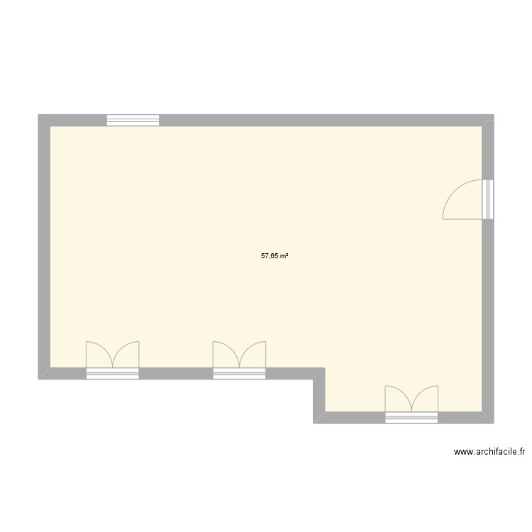 plan rez de chaussée. Plan de 1 pièce et 58 m2