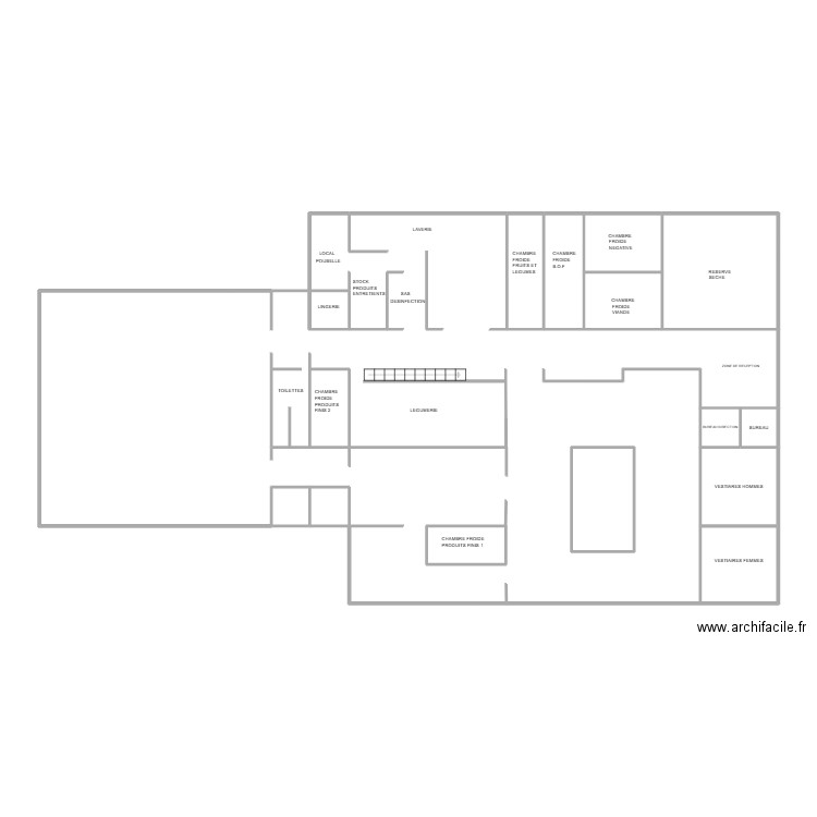 CUISINE CENTRALE CHATEAUDUN STAGE. Plan de 14 pièces et 39 m2