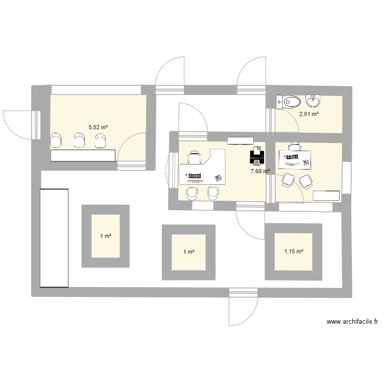 ACCUEIL. Plan de 6 pièces et 18 m2