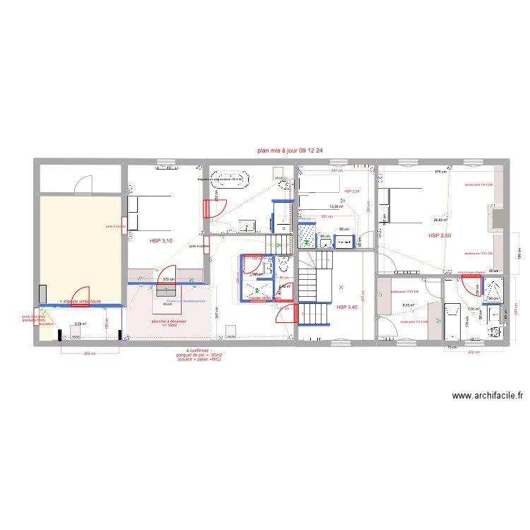 étage DROITE DEF 9 12 24. Plan de 9 pièces et 92 m2