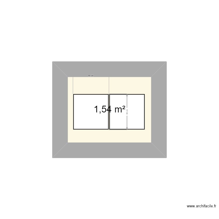 ascenseur (sol). Plan de 1 pièce et 2 m2